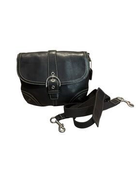 Coach Soho Black Leather Crossbody with Contrast Stitching